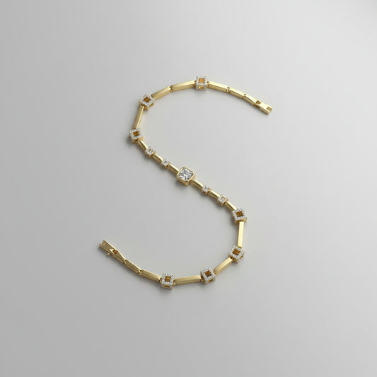 Golden Prism Altın Kaplama Kare Taşlı Geometrik Bileklik